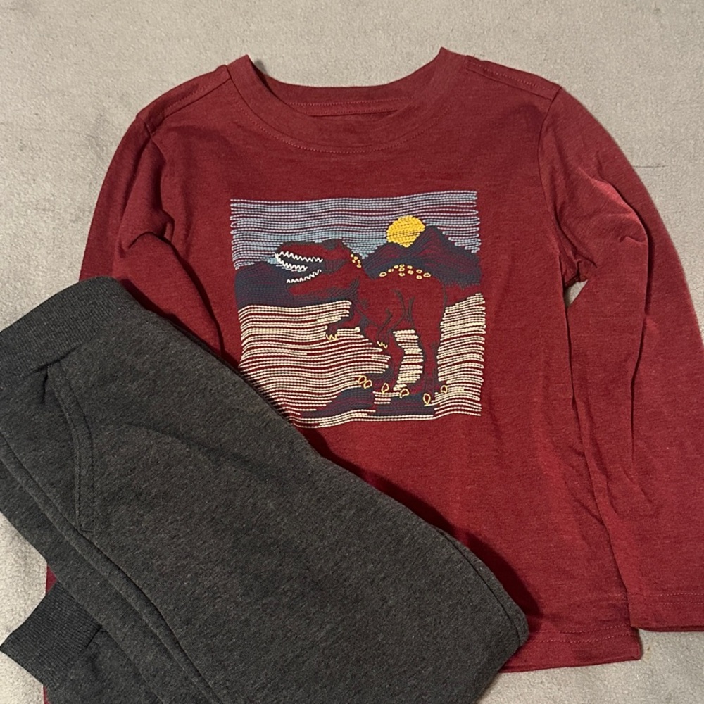 Kids Headquarters Red Dinosaur Long Sleeve Tee